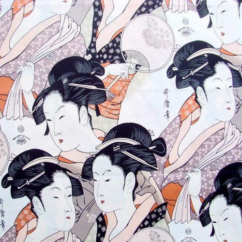 1 coupon de tissu coton 54x94cm geisha