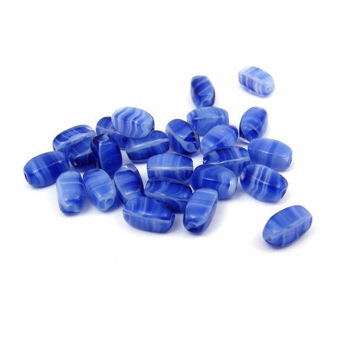 10 perles en verre 6x4mm bleu foncé