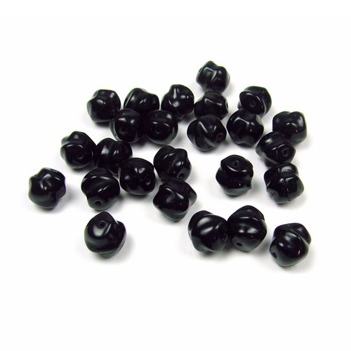 10 perles en verre tchèque 9mm noir