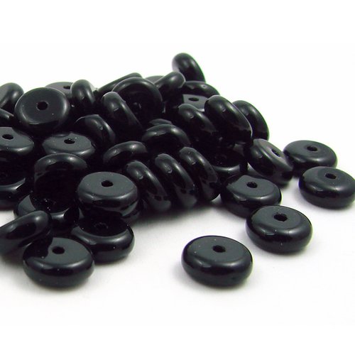 10 perles en verre rondelles 8mm noir