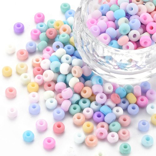 Perles de rocaille 4x3mm 10gr aspect dépoli couleurs mélangées