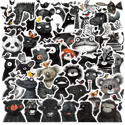 50 stickers imperméables animaux