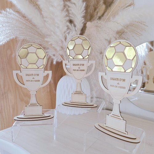 Trophée ballon d'or du papa de l'année – déco à poser en bois