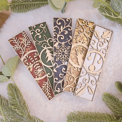 Marque-page de noël en bois et papier – accessoire artisanal festif
