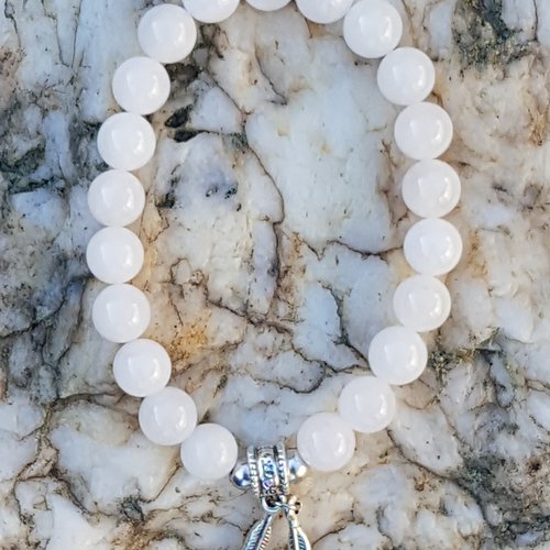 Bracelet jade blanc 8 mm / accessoires  diy