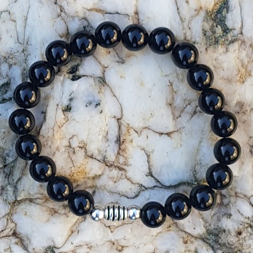 Bracelet obsidienne noire 8 mm / accessoires metals diy