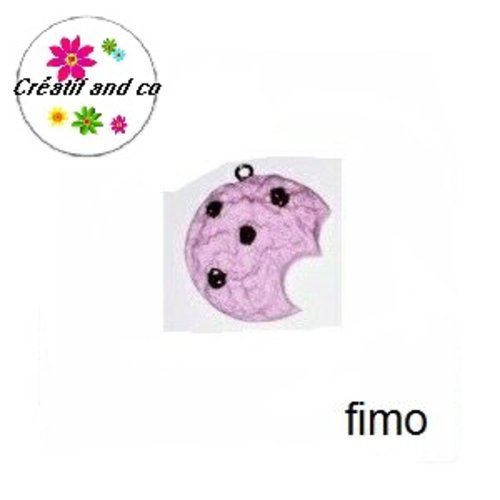 Cookie croqué à la fraise en fimo