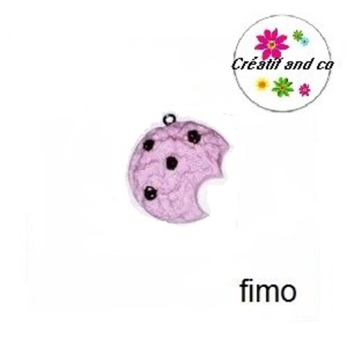 Cookie croqué à la fraise en fimo