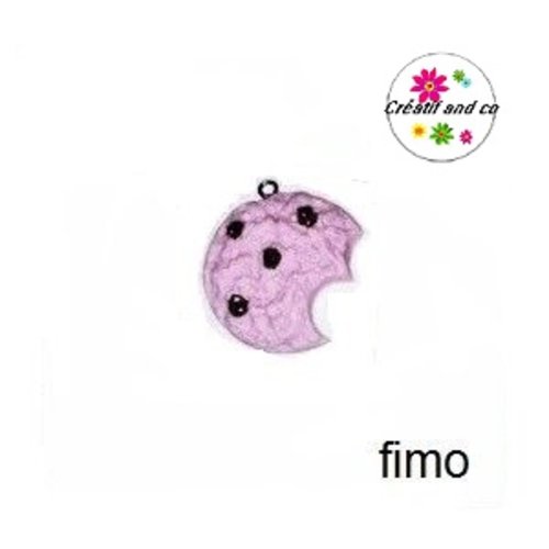 Cookie croqué à la fraise en fimo