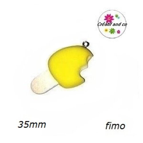 Breloque magnum citron croqué en fimo