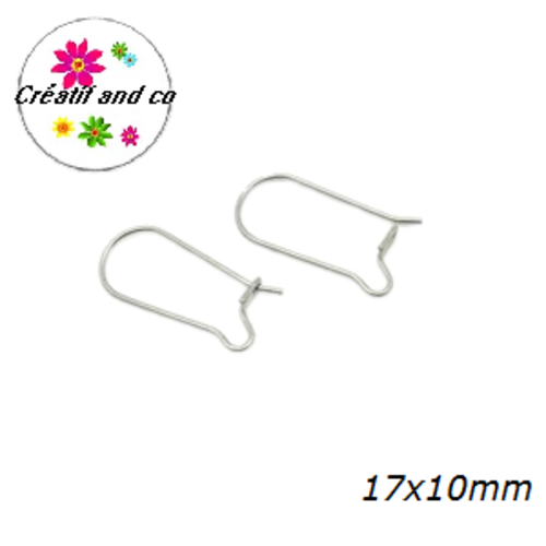 X20 dormeuses argentées 17x10mm