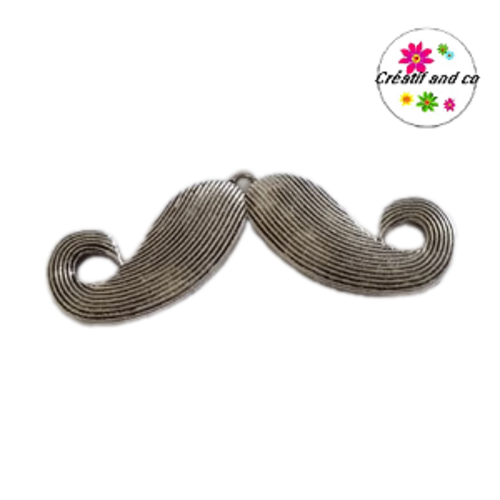 Moustache argent vieilli 55mm