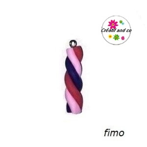 Bâton guimauve fuchsia/mauve/rose en fimo