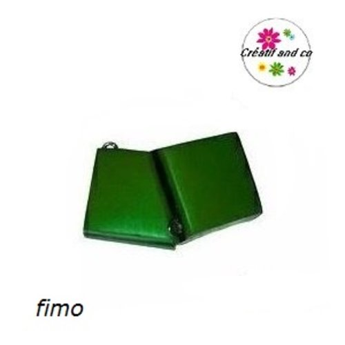 Breloque bonbon anglais vert/noir en fimo