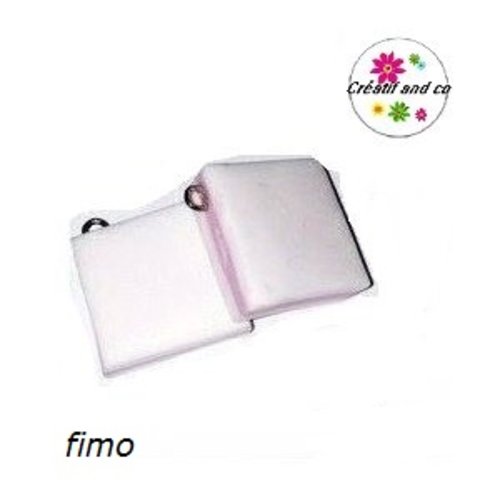 Breloque bonbon anglais blanc/rose en fimo