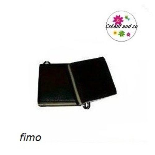 Breloque bonbon anglais noir/jaune en fimo