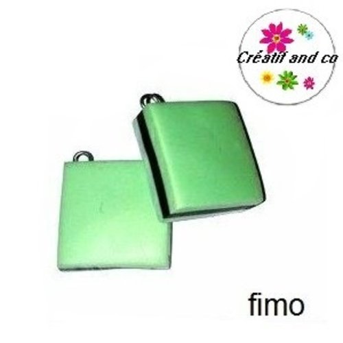 Breloque bonbon anglais vert clair-noir en fimo