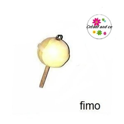 Sucette ronde marbrée citron en fimo