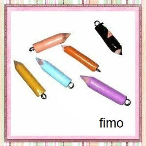 Lot de 6 petits crayons de couleur fimo mix couleur