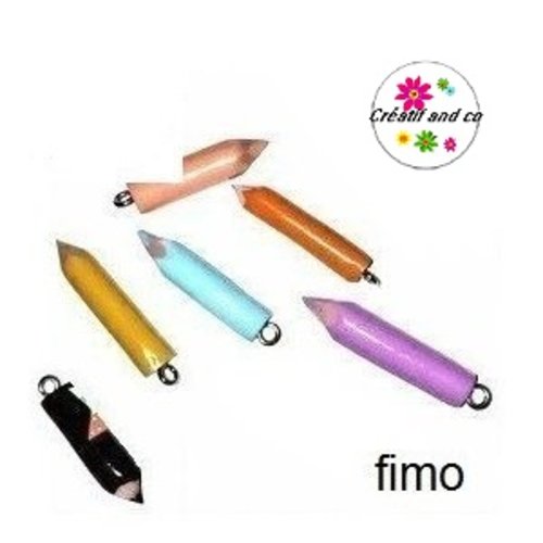 Lot de 6 petits crayons de couleur fimo mix couleur