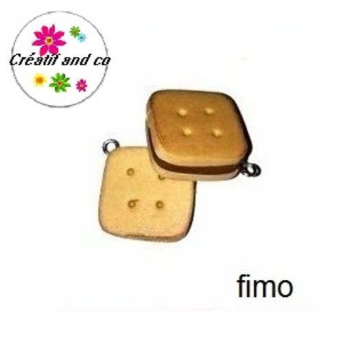 Biscuit carré fourré chocolat en fimo