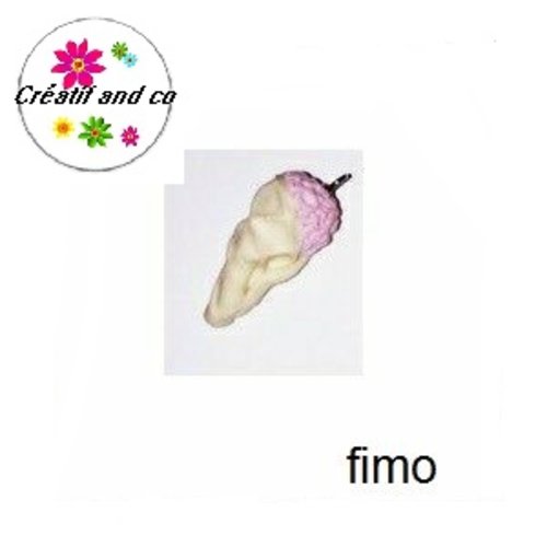 Glace boule fraise en fimo