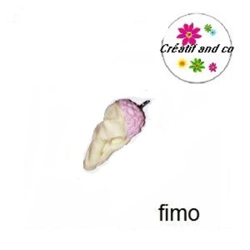 Glace boule fraise en fimo