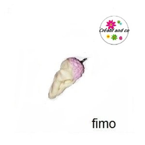 Glace boule fraise en fimo