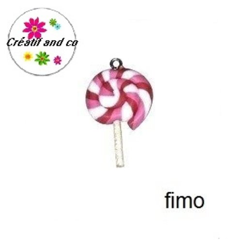 Sucette rose/fuchsia et blanc fimo