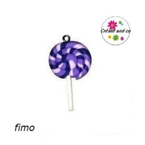 Breloque sucette trio de mauve fimo