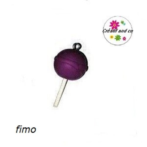 Breloque sucette ronde cassis