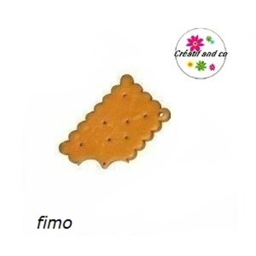 Breloque biscuit rectangle croqué lu