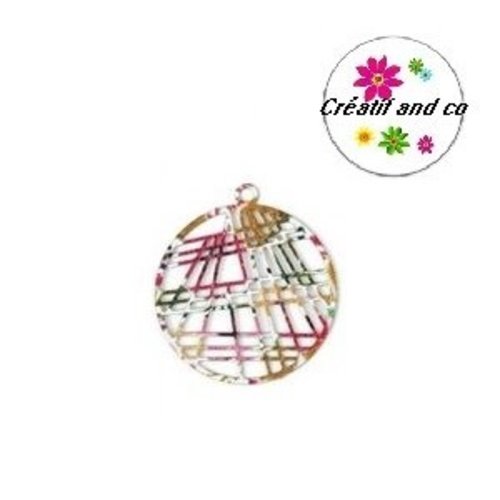 Breloque filigrane cercle coloré 23mm