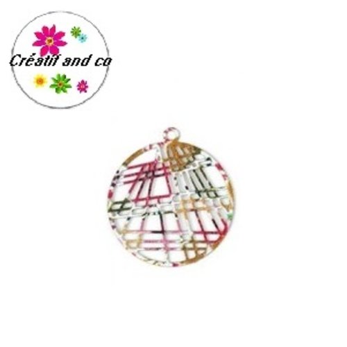 Breloque filigrane cercle coloré 23mm