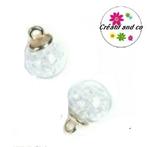 Pendentif globe en verre cristaux blanc
