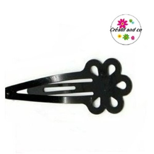 Barrette clip noire avec fleur
