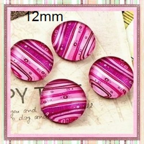 X2 cabochons tons rose 12mm