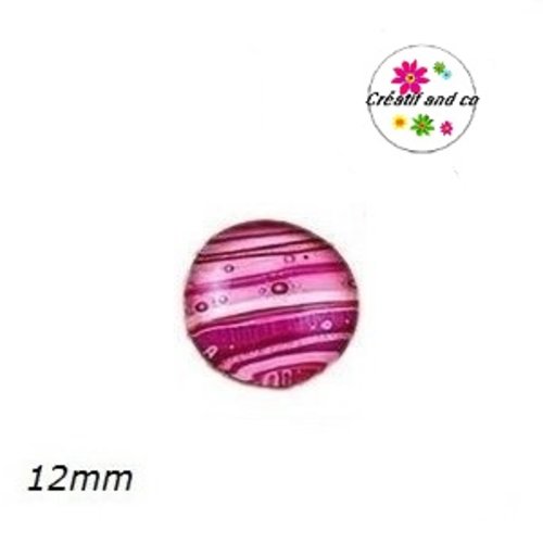 X2 cabochons tons roses 12mm