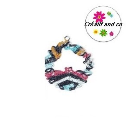 Breloque filigrane cercle coloré 23mm