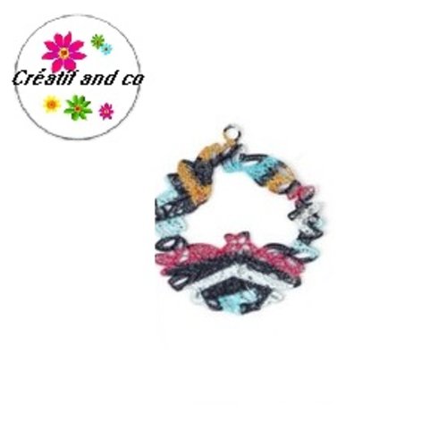 Breloque filigrane cercle coloré 23mm