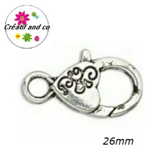 Gros mousqueton argent vieilli 26mm