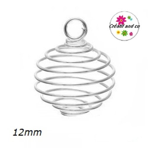X10 pendentifs cages à spirales argentées 12mm