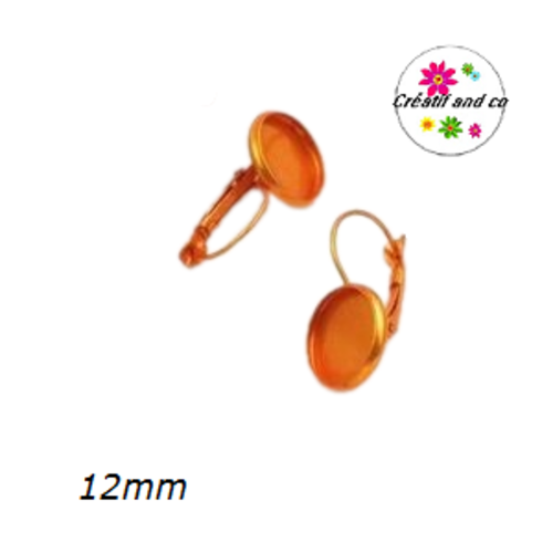 Boucle d'oreille orange métallique pour cabochon 12mm