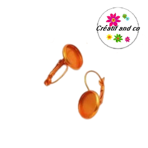Supports boucle d'oreille orange métallique pour cabochon 12mm