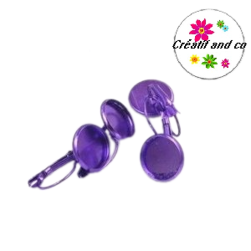 Supports boucle d'oreille mauve métallique pour cabochon 12mm