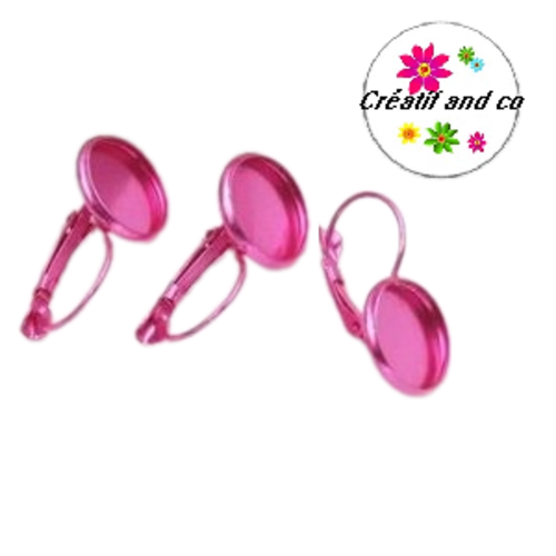 Supports boucle d'oreille rose métallique pour cabochon 12mm