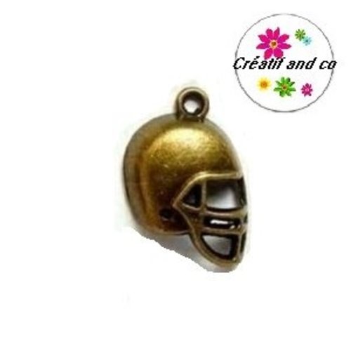 Breloque casque foot américain bronze