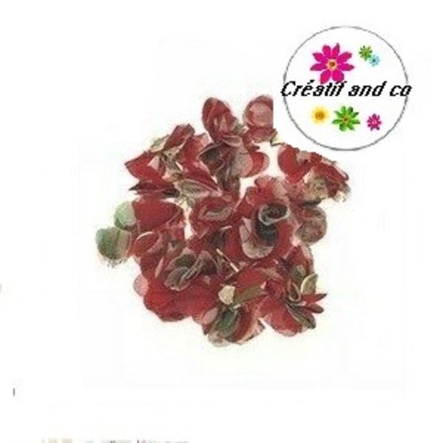 Pendentif gland tissu rouge fleuri 50mm