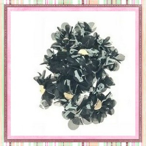 Pendentif gland tissu noir fleuri 50mm