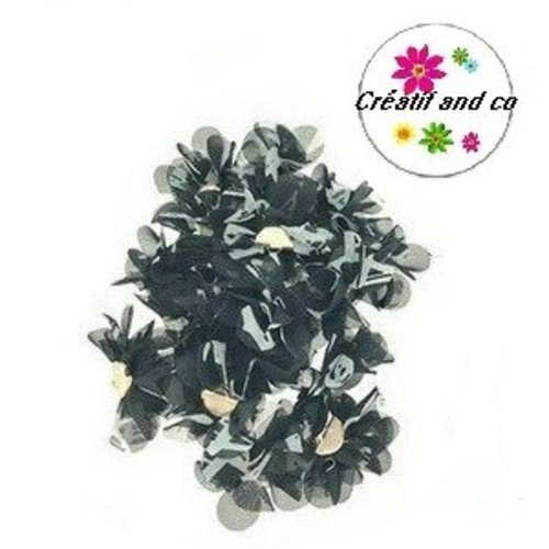 Pendentif gland tissu noir fleuri 50mm